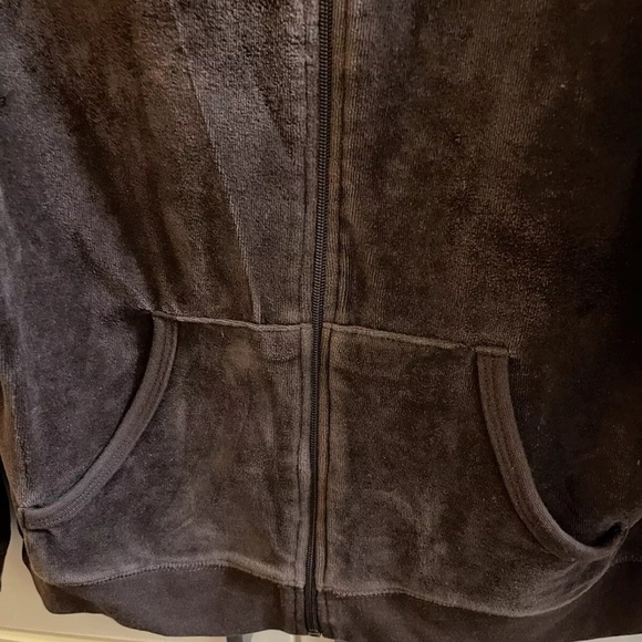 style & co Sport brown velour jacket zip front size PL Mock Neck Pockets - Picture 4 of 4